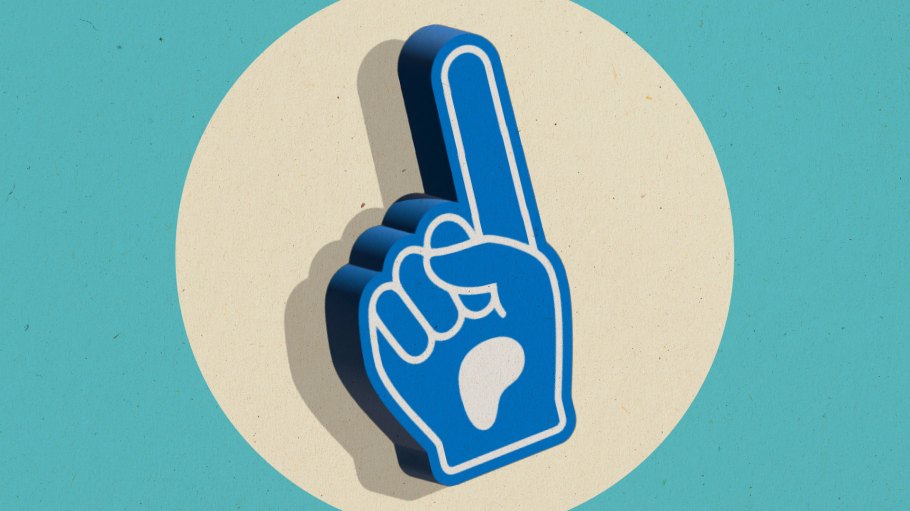 A foam finger with the Patreon logo on it.